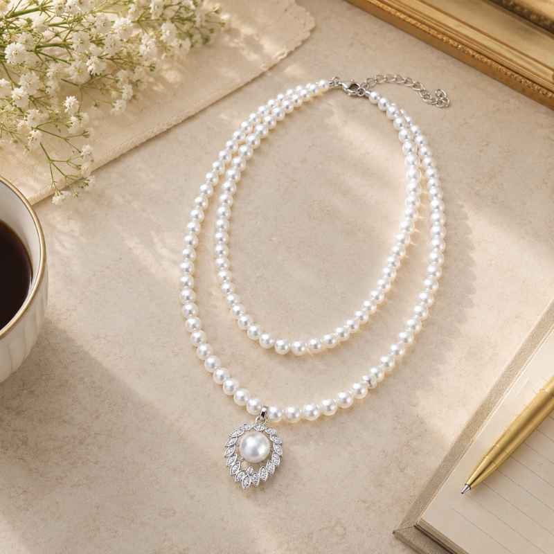 Double Strand Pearl Necklace