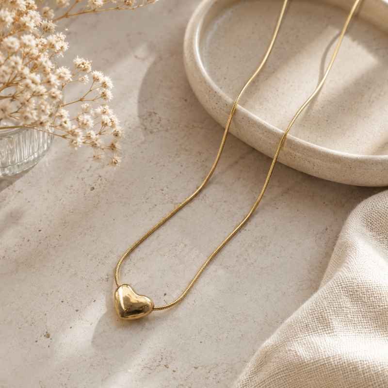 Gold Heart Pendant Necklace