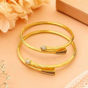 Gold Tone Open Cuff Bangle Set