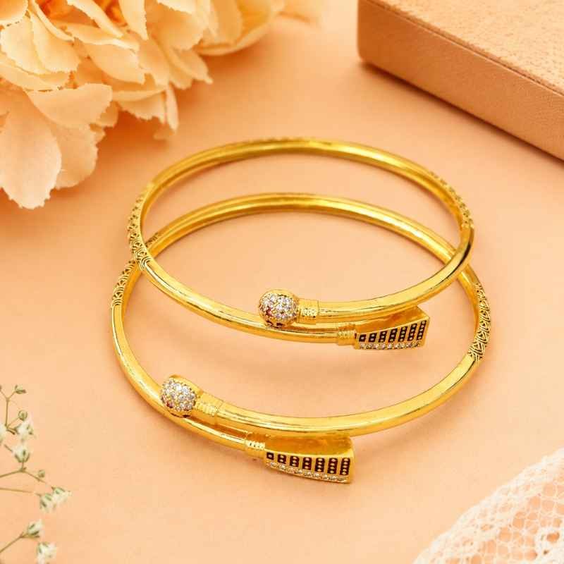 Gold Tone Open Cuff Bangle Set