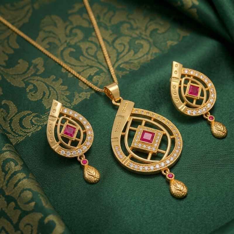 Gold Ruby Jewellery Set