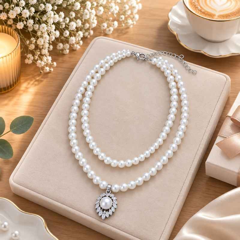 Double Strand Pearl Necklace