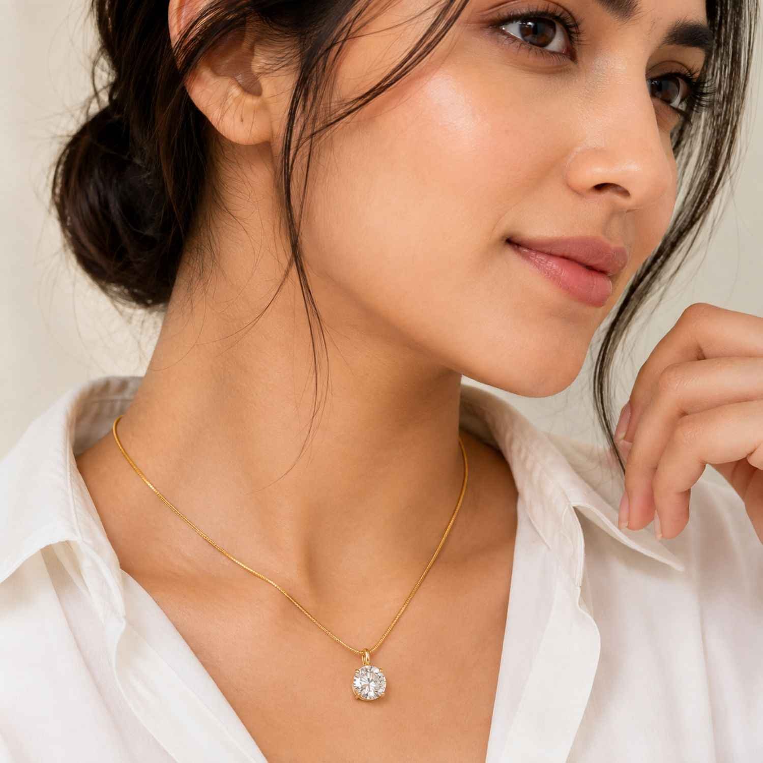 Gold Crystal Pendant Necklace