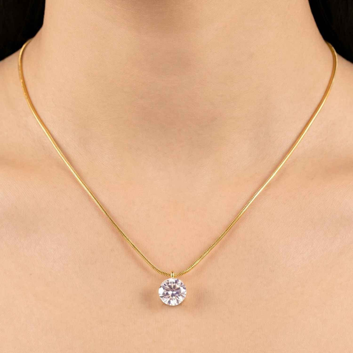 Gold Crystal Pendant Necklace